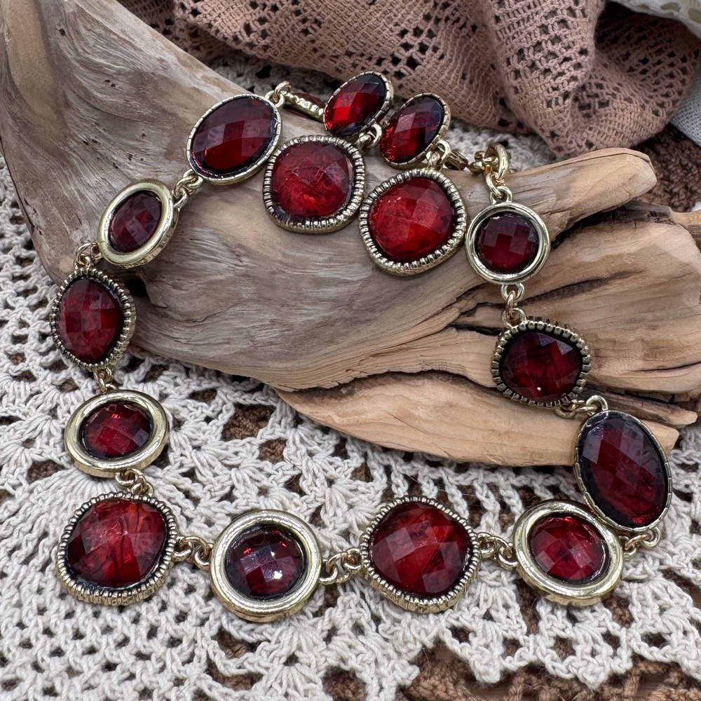 Napier Ruby Red Necklace and Earrings.